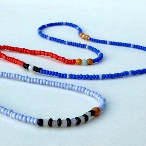 Colorful Infinity, no-clasp necklace, dainty, handmade, 24”